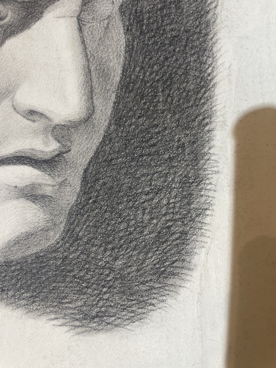 Studio accademico del busto romano antico, scuola toscana, cm 44 × 34-photo-3