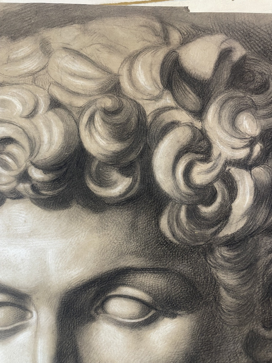 Studio accademico dal calco del David di Michelangelo, scuola toscana, 51 × 43 cm-photo-7