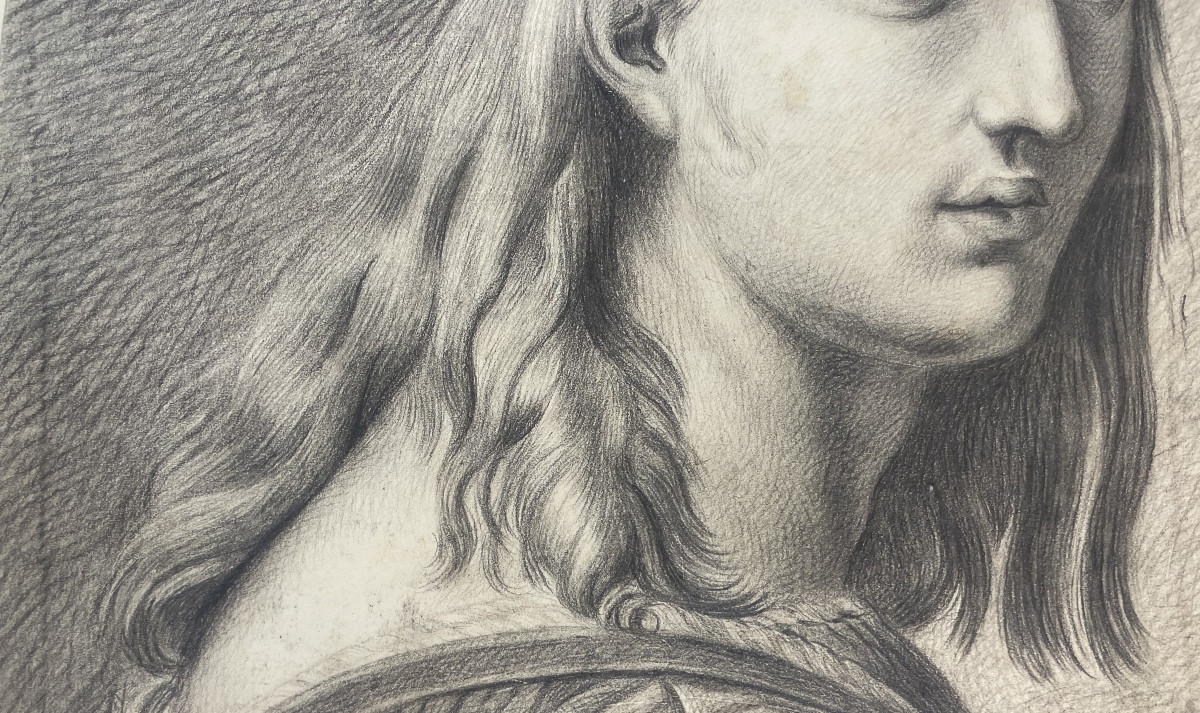 Studio accademico ispirato al ritratto di Bindo Altoviti (Raffaello), scuola toscana, cm 38x52-photo-3