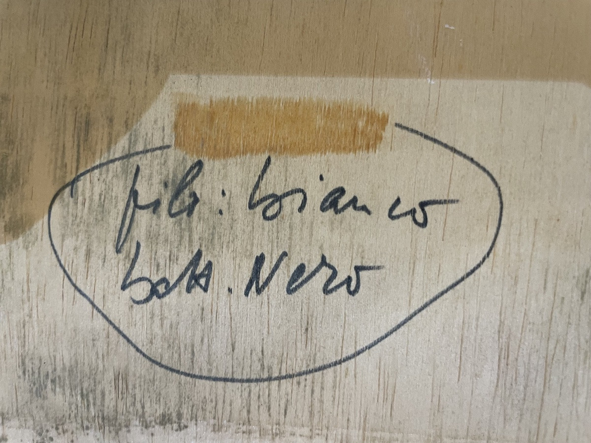 Enrico Sirello, 1975 – “Figura a clessidra bianca con asse rosso”, Studio per murale-photo-6