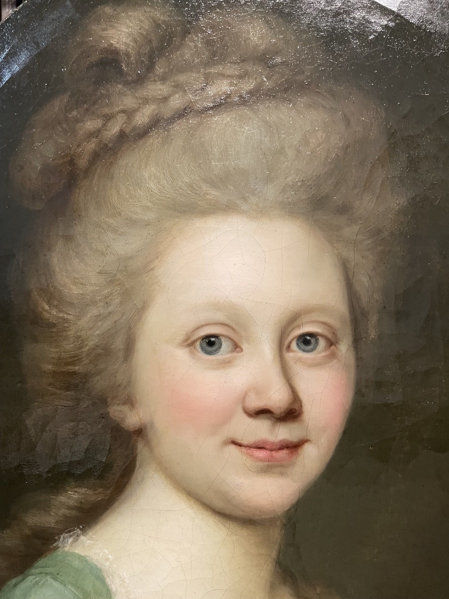 Ritratto firmato Darbes, 1781. Periodo russo-balto, indirizzo di Riga al verso-photo-3