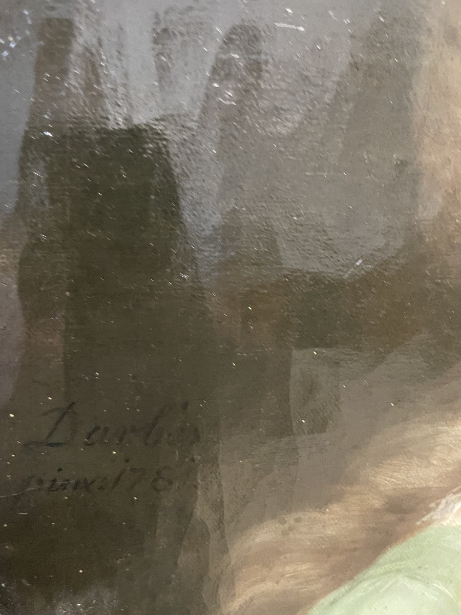 Ritratto firmato Darbes, 1781. Periodo russo-balto, indirizzo di Riga al verso-photo-4