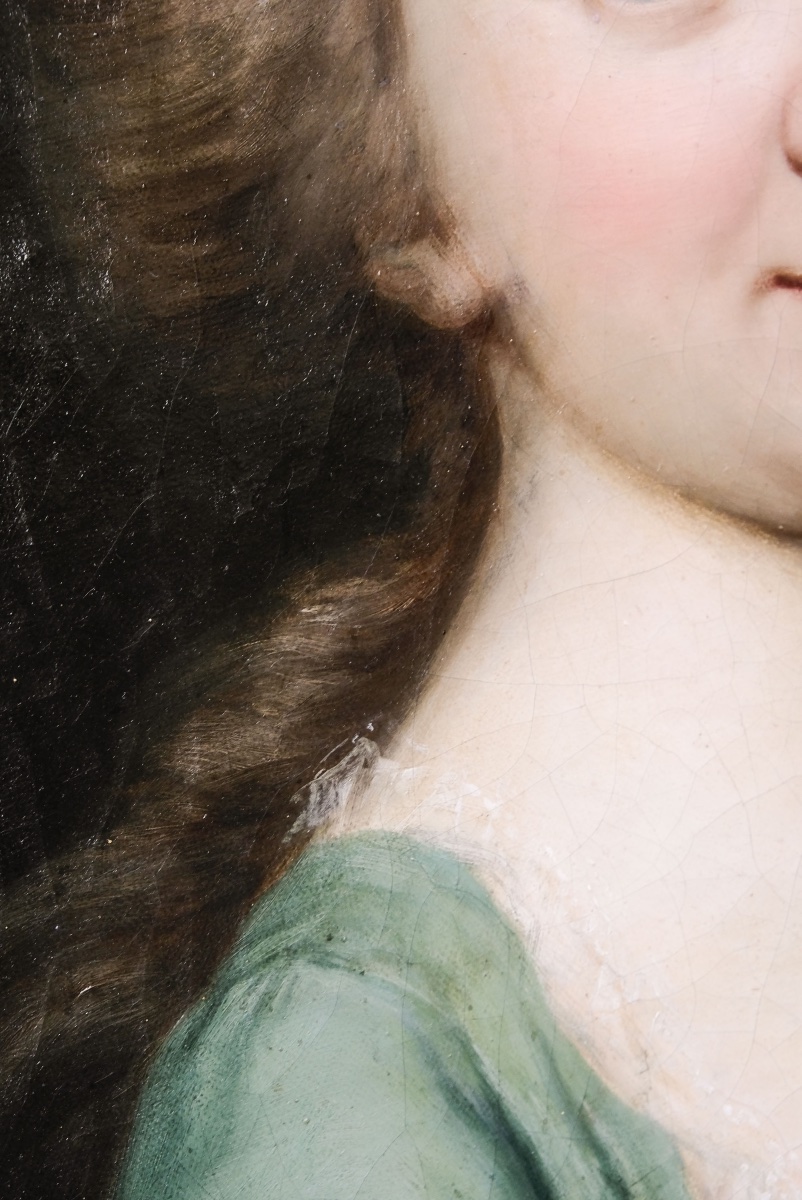 Ritratto firmato Darbes, 1781. Periodo russo-balto, indirizzo di Riga al verso-photo-7