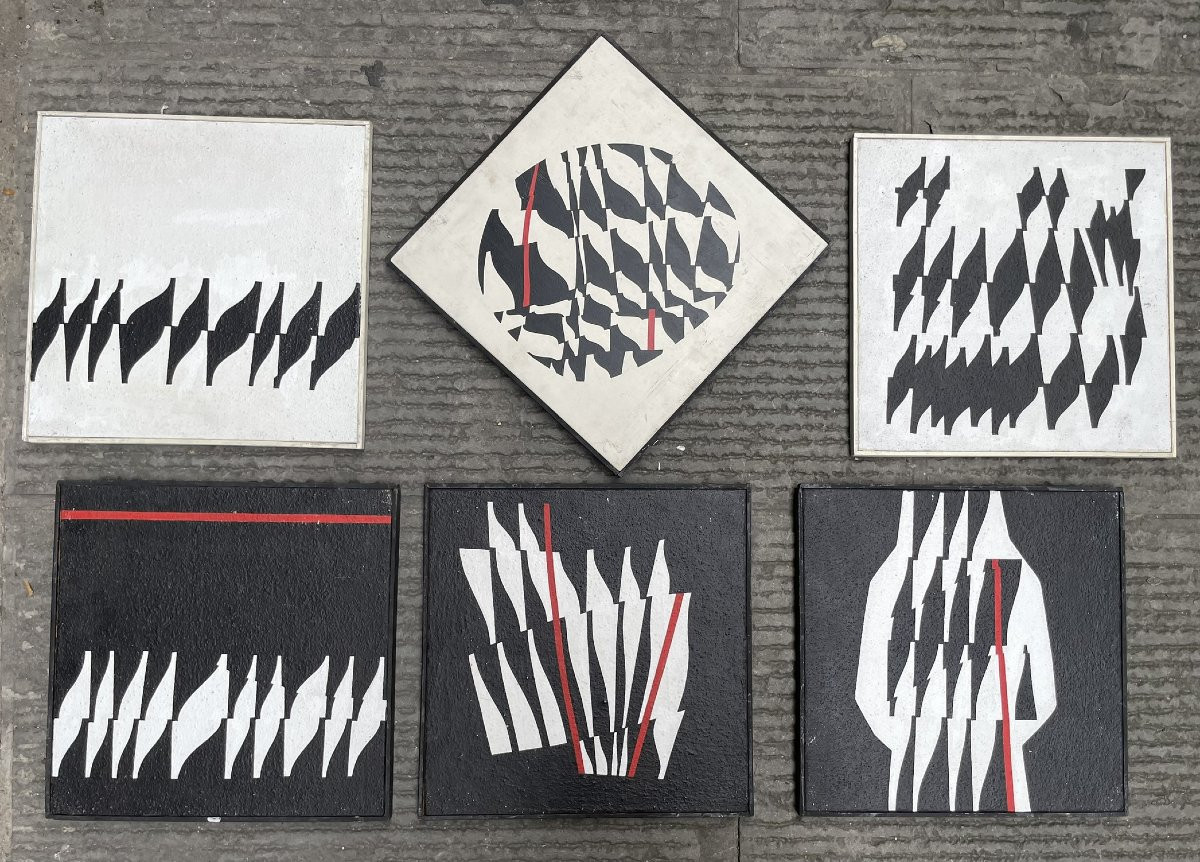 Enrico Sirello, 1975 – Struttura ottica a moduli neri su fondo bianco, Studio per murale-photo-4