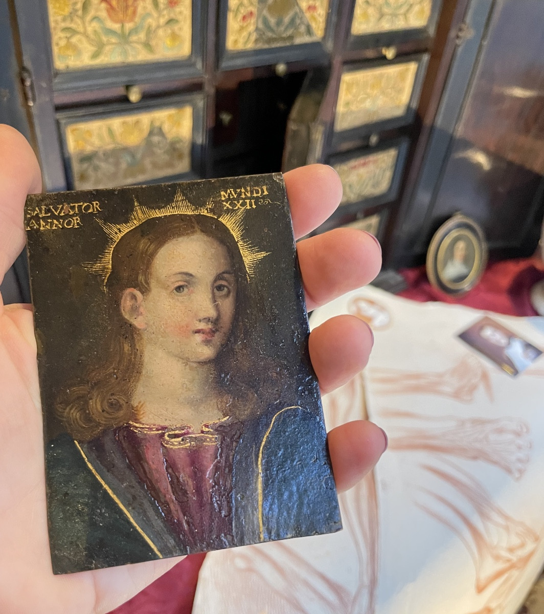 Salvator Mundi, olio su rame. Ambito nord-italiano. Fine XVI – inizi XVII secolo. Cm 9 x 7  -photo-2