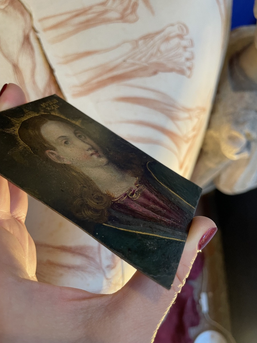 Salvator Mundi, olio su rame. Ambito nord-italiano. Fine XVI – inizi XVII secolo. Cm 9 x 7  -photo-4