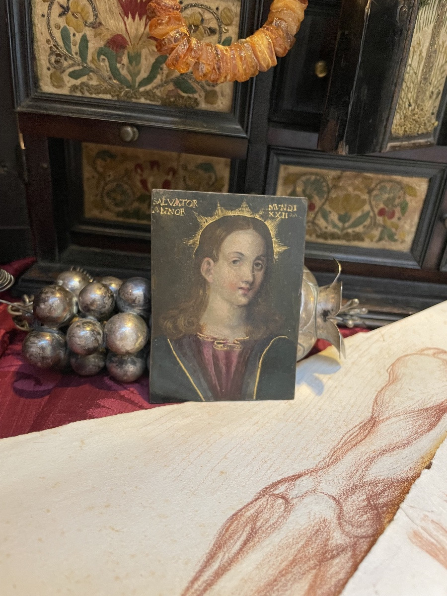 Salvator Mundi, olio su rame. Ambito nord-italiano. Fine XVI – inizi XVII secolo. Cm 9 x 7  -photo-4