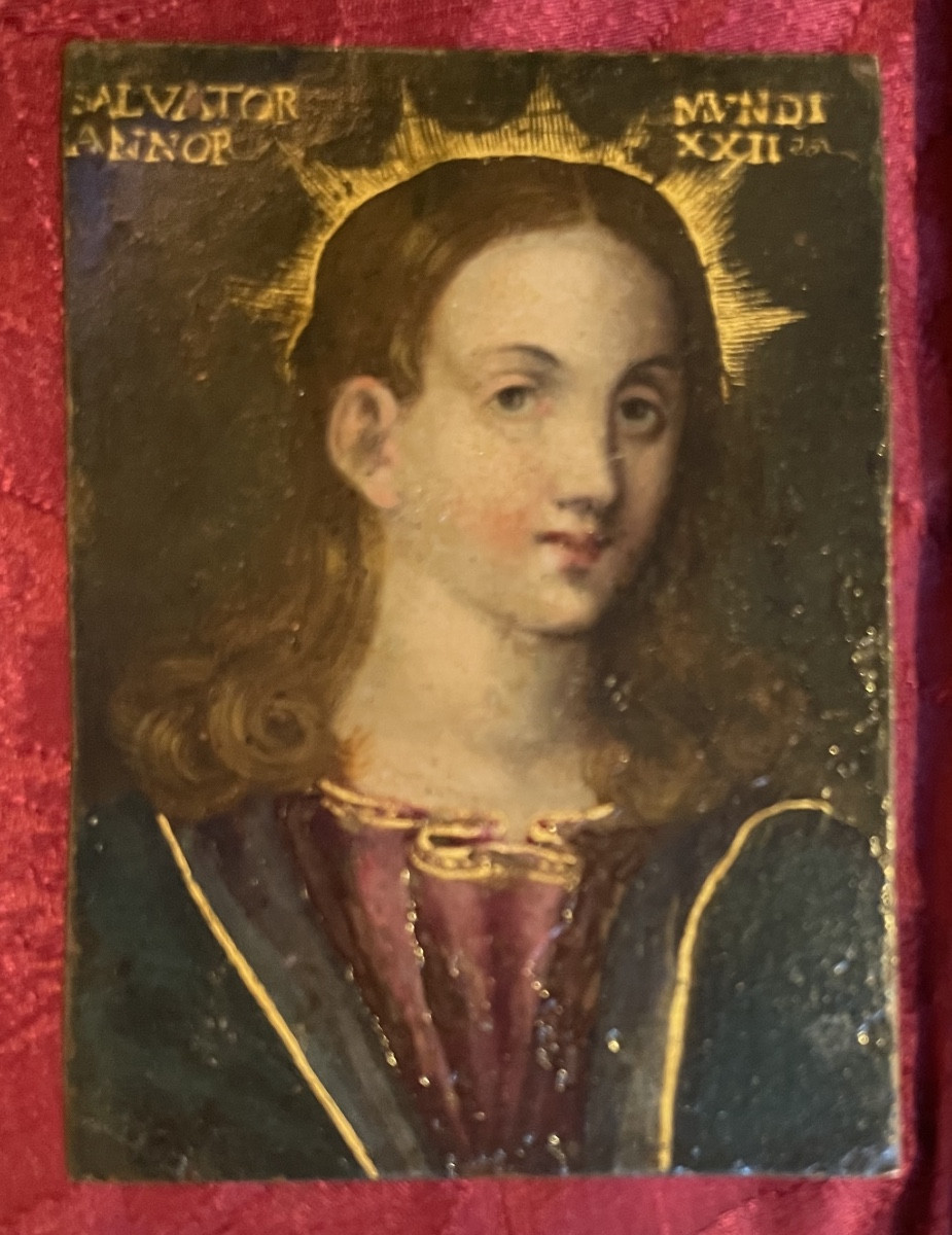 Salvator Mundi, olio su rame. Ambito nord-italiano. Fine XVI – inizi XVII secolo. Cm 9 x 7  