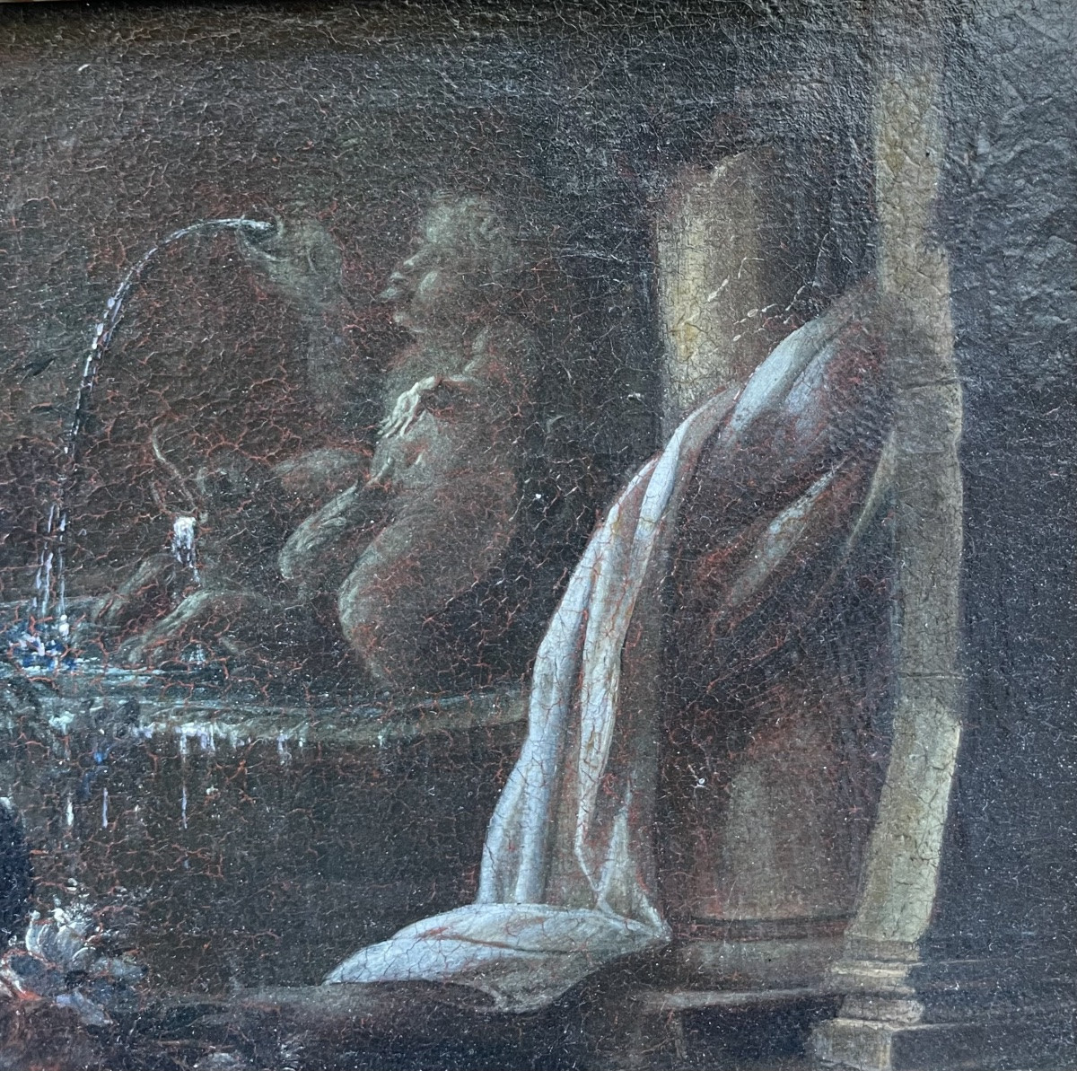 Gaspare Lopez, attrib. Natura morta con fontana, obelisco e cascata di fiori, Napoli, 1720 -photo-4