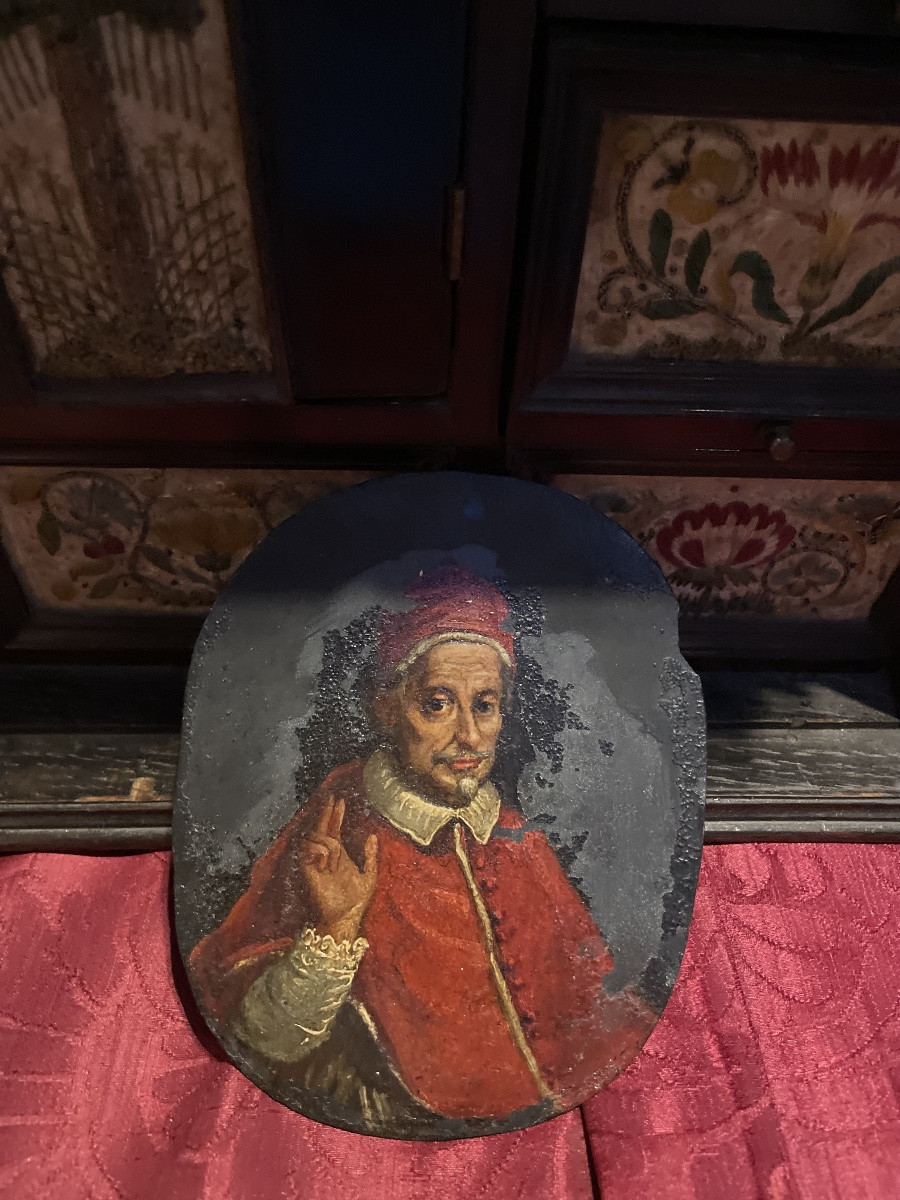 Ritratto su ardesia del papa Innocenzo XI (Benedetto Odescalchi), XVII secolo-photo-1