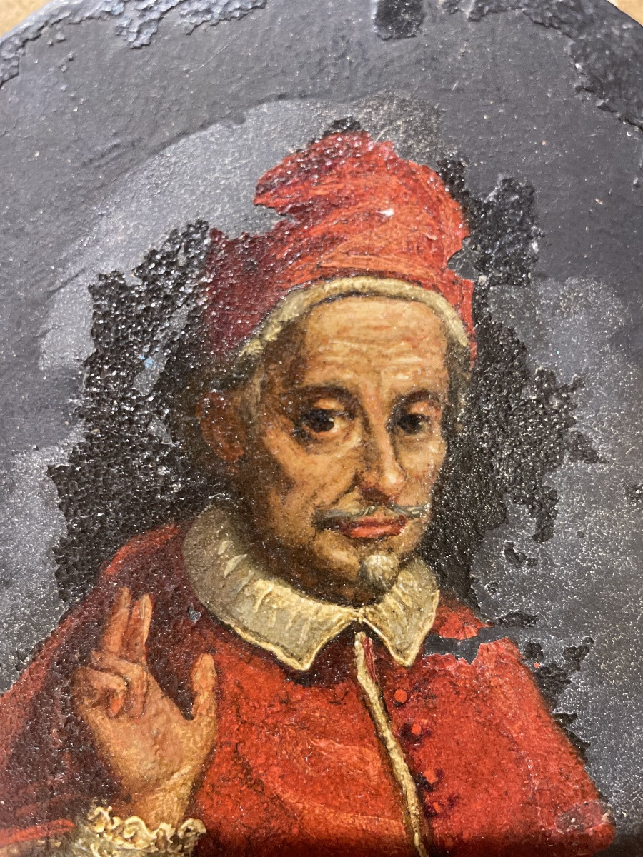 Ritratto su ardesia del papa Innocenzo XI (Benedetto Odescalchi), XVII secolo-photo-7