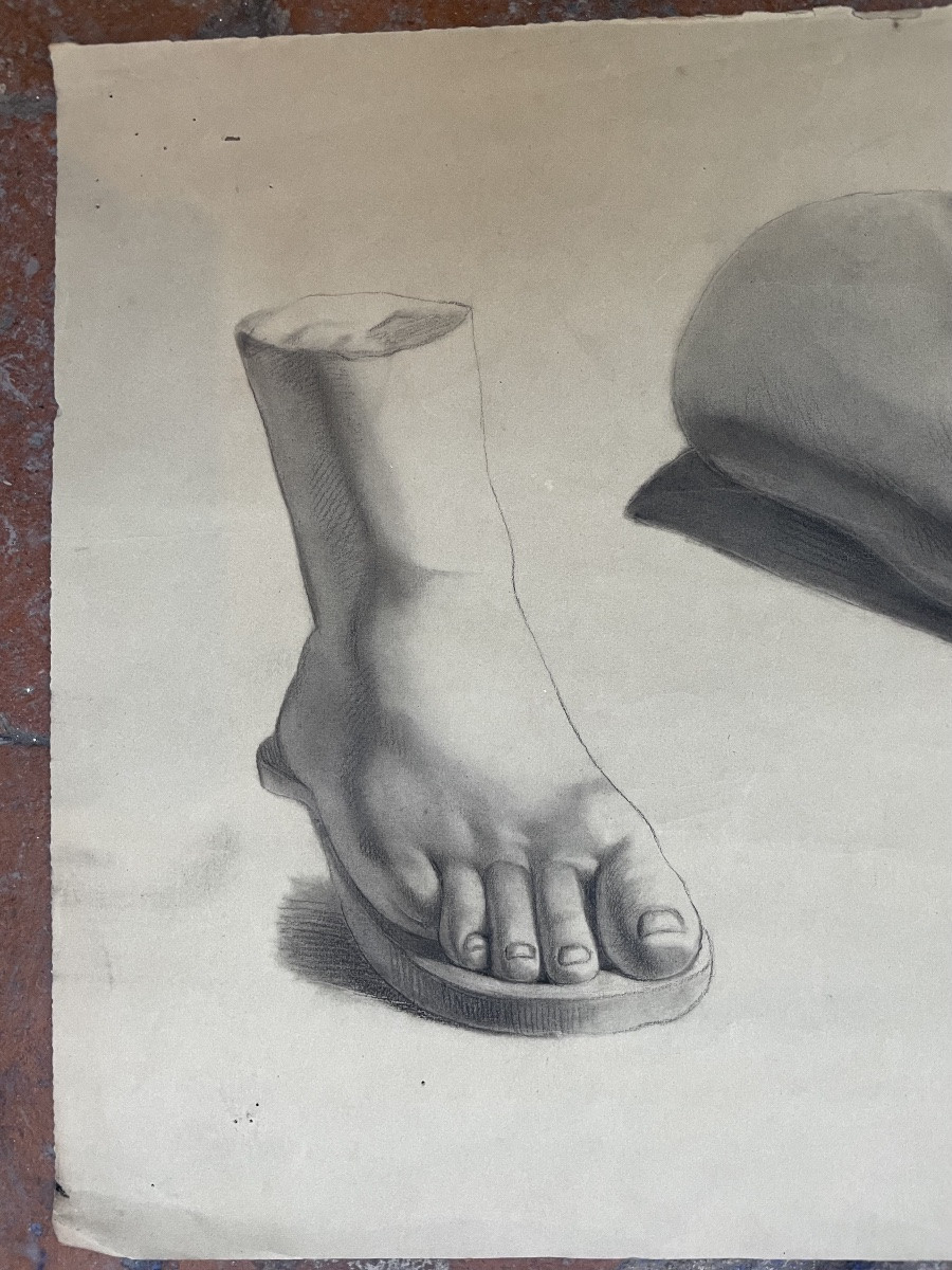 Studio accademico di due piedi da modelli in gesso antich, c. 1870, 50 × 32 cm -photo-3