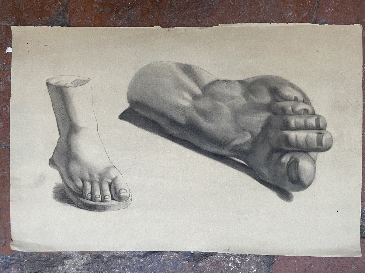 Studio accademico di due piedi da modelli in gesso antich, c. 1870, 50 × 32 cm -photo-4