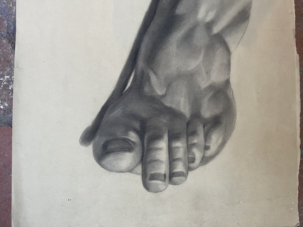 Studio accademico di due piedi da modelli in gesso antich, c. 1870, 50 × 32 cm -photo-1