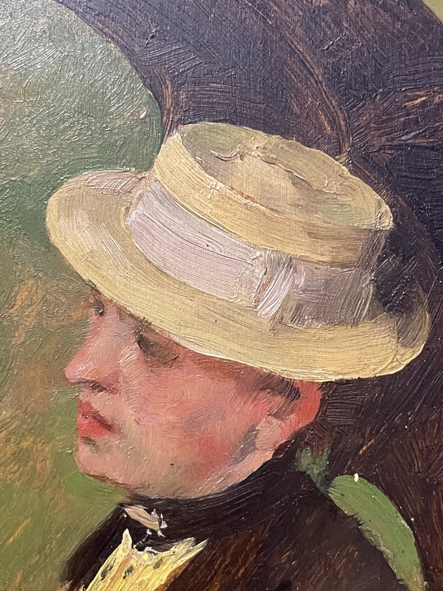 Gustav Magyar Mannheimer, pittore di Budapest a Parigi – Donna con cappellino e ombrellino -photo-3