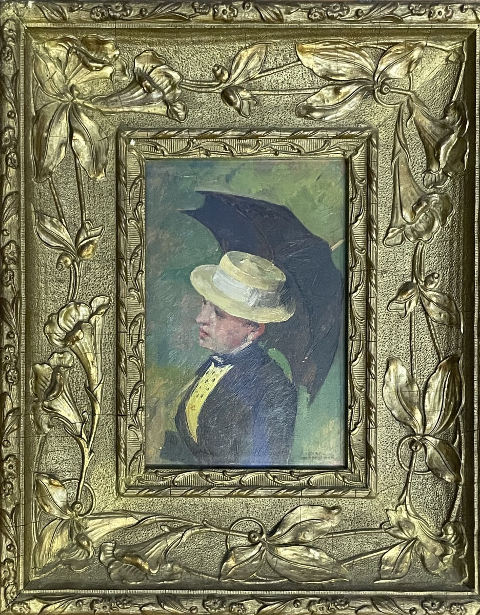 Gustav Magyar Mannheimer, pittore di Budapest a Parigi – Donna con cappellino e ombrellino -photo-2