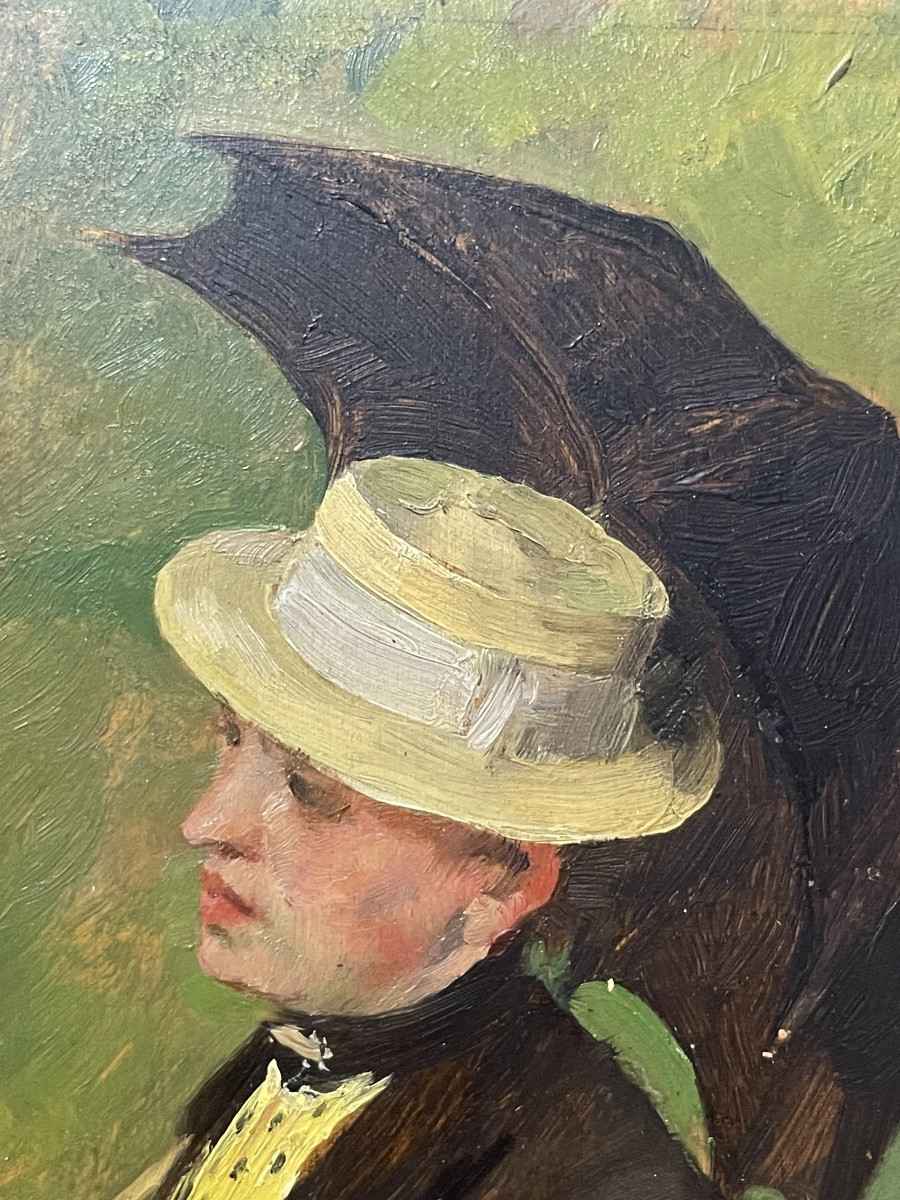 Gustav Magyar Mannheimer, pittore di Budapest a Parigi – Donna con cappellino e ombrellino -photo-6