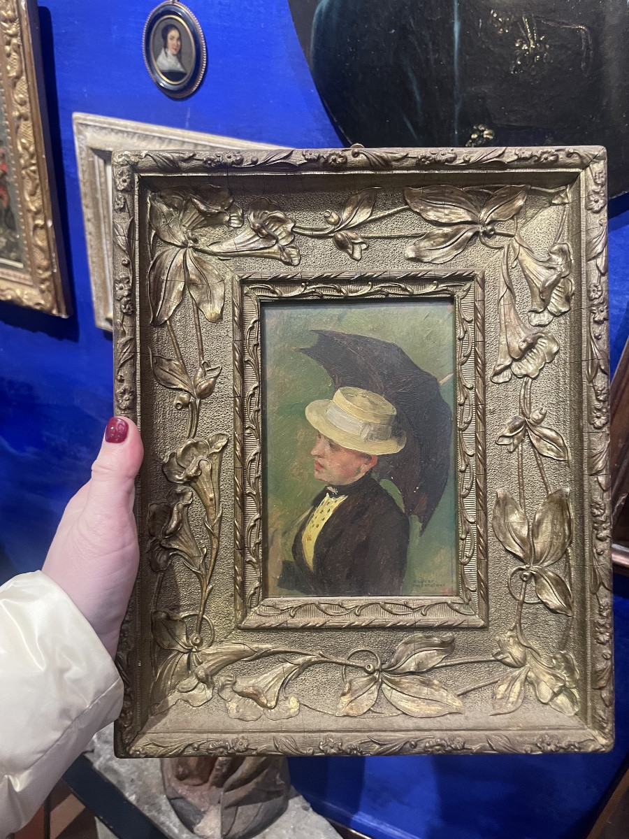 Gustav Magyar Mannheimer, pittore di Budapest a Parigi – Donna con cappellino e ombrellino -photo-7