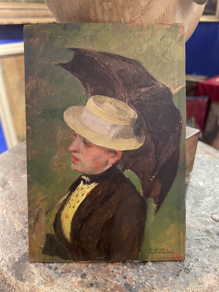 Gustav Magyar Mannheimer, pittore di Budapest a Parigi – Donna con cappellino e ombrellino -photo-8