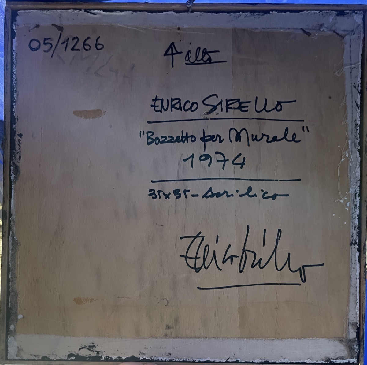 Enrico Sirello, 1974 – Composizione ottica a moduli bianchi con linea rossa-photo-3