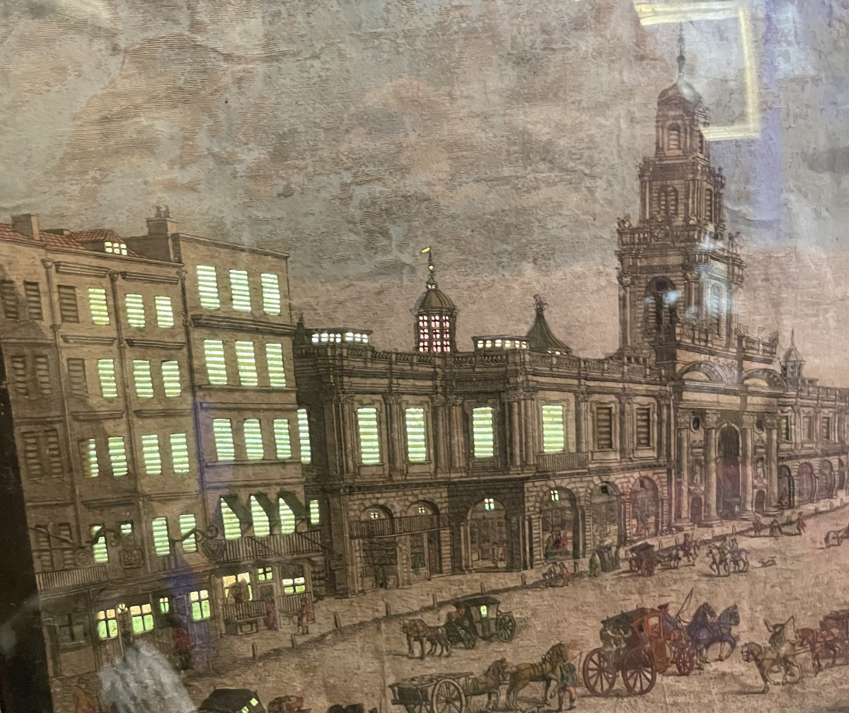 Veduta ottica illuminabile giorno/notte – Londra, Piazza della Borsa (Royal Exchange), ca. 1770-photo-4