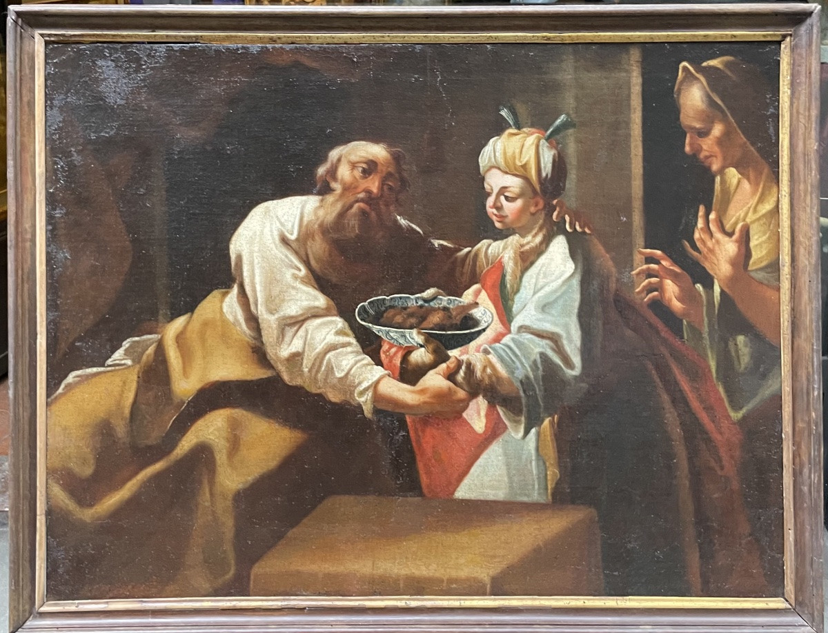 Isacco benedice Giacobbe, Antico testamento:  Genesi 27 , seconda metà del XVII secolo-photo-2