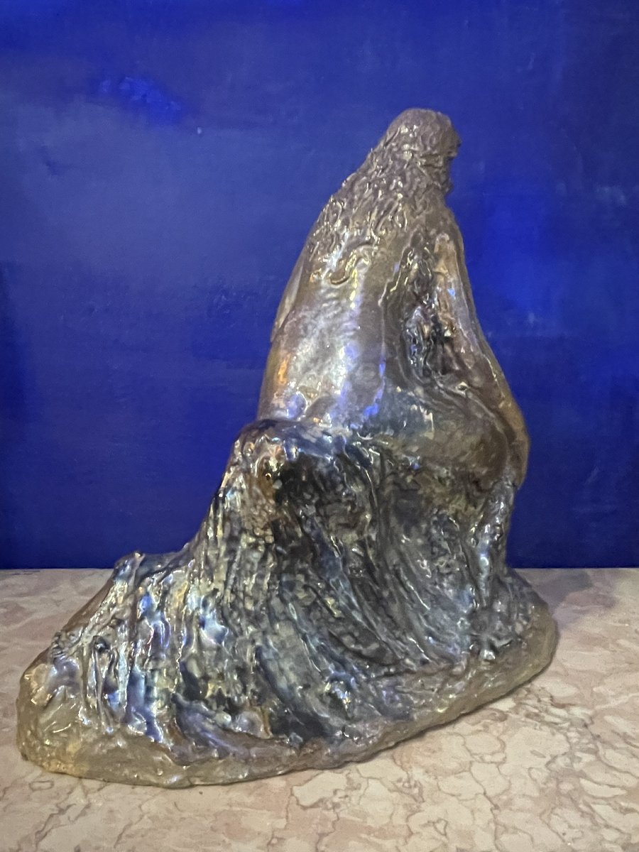 Faenza. Vincenzo Ossani. Ceramica a lustro metallico. Nudo femminile. Verso il 1930 -photo-3