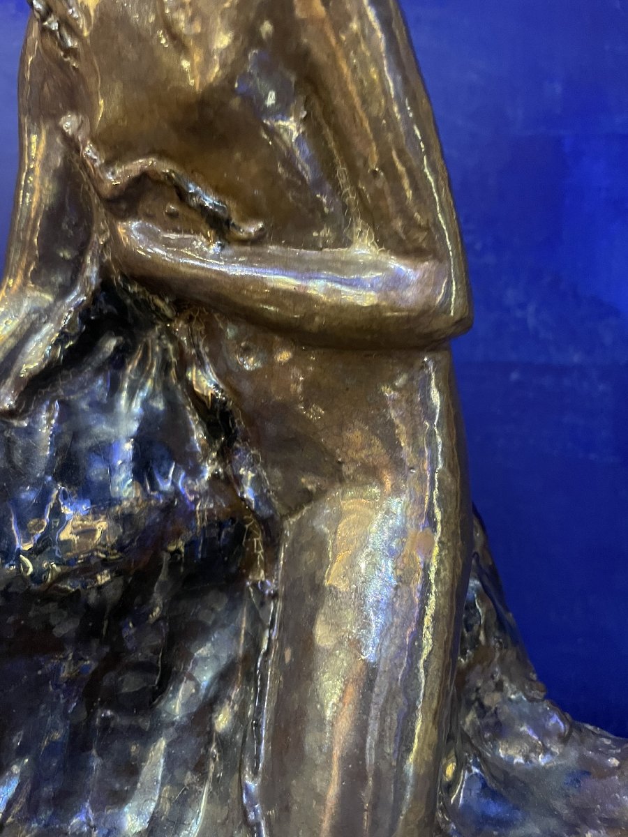 Faenza. Vincenzo Ossani. Ceramica a lustro metallico. Nudo femminile. Verso il 1930 -photo-4