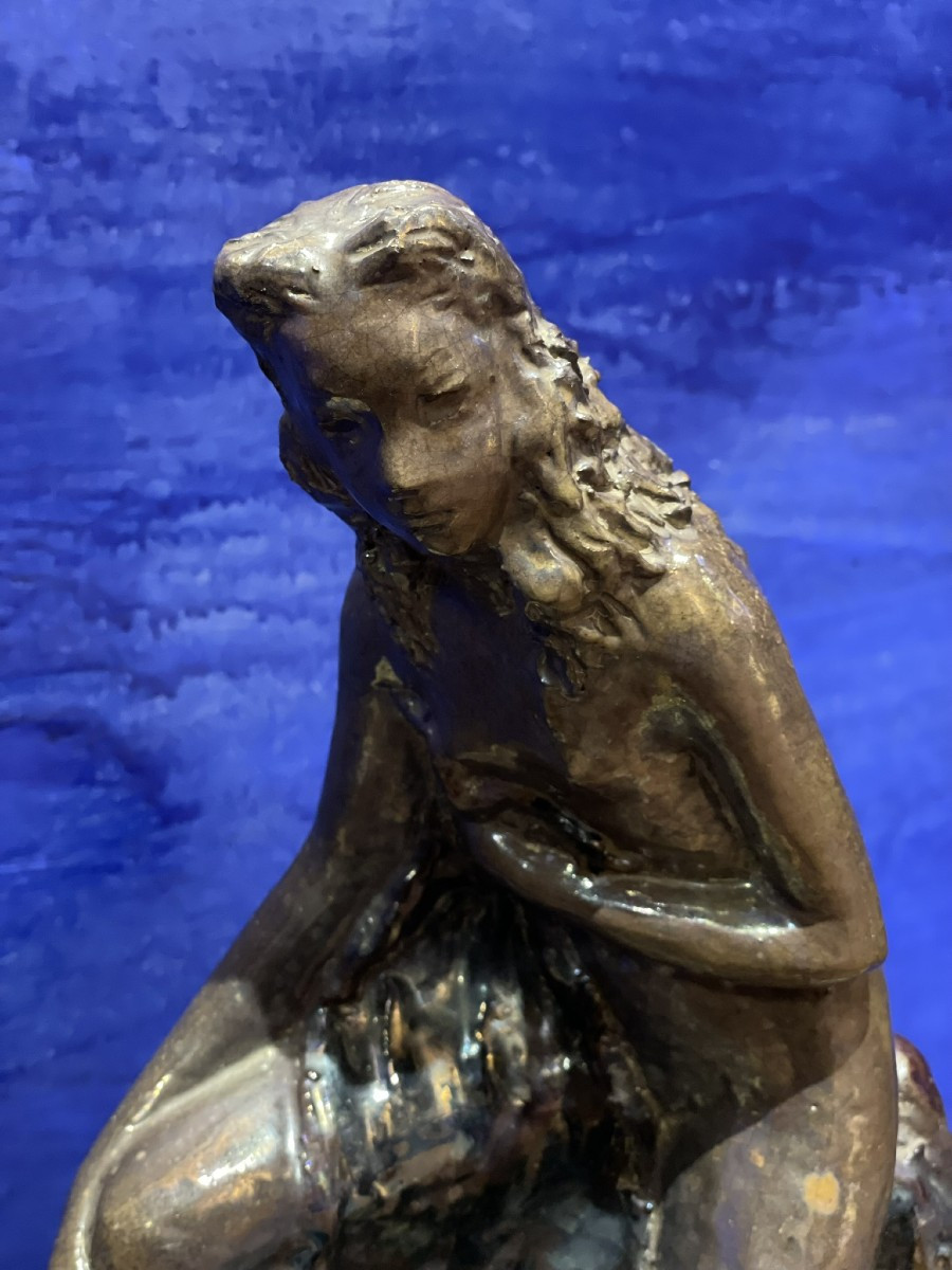 Faenza. Vincenzo Ossani. Ceramica a lustro metallico. Nudo femminile. Verso il 1930 -photo-5