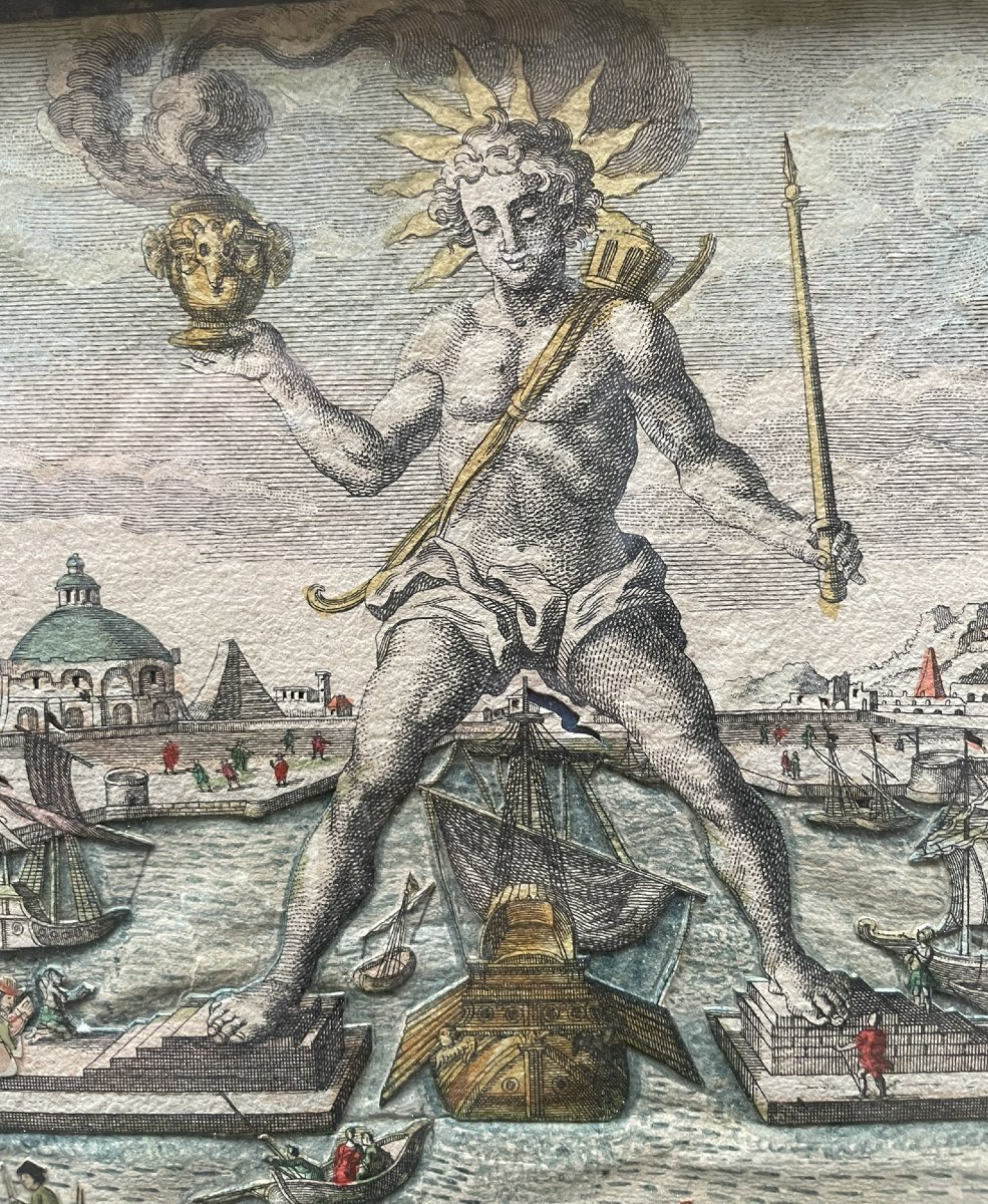 Il Colosso di Rodi – Vue d’optique giorno/notte, serie delle Sette Meraviglie, Probst. ca1770  -photo-2
