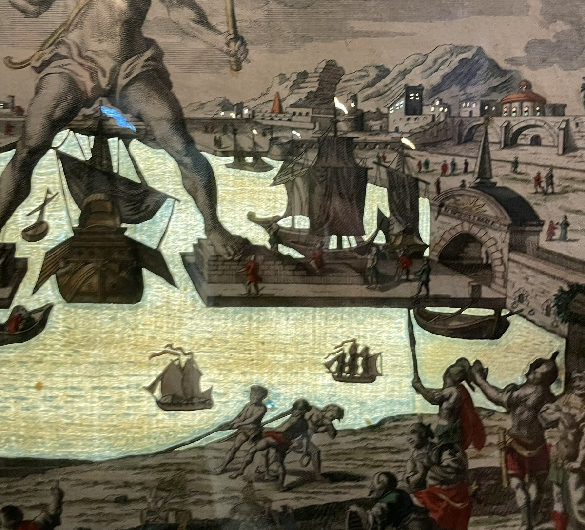 Il Colosso di Rodi – Vue d’optique giorno/notte, serie delle Sette Meraviglie, Probst. ca1770  -photo-1
