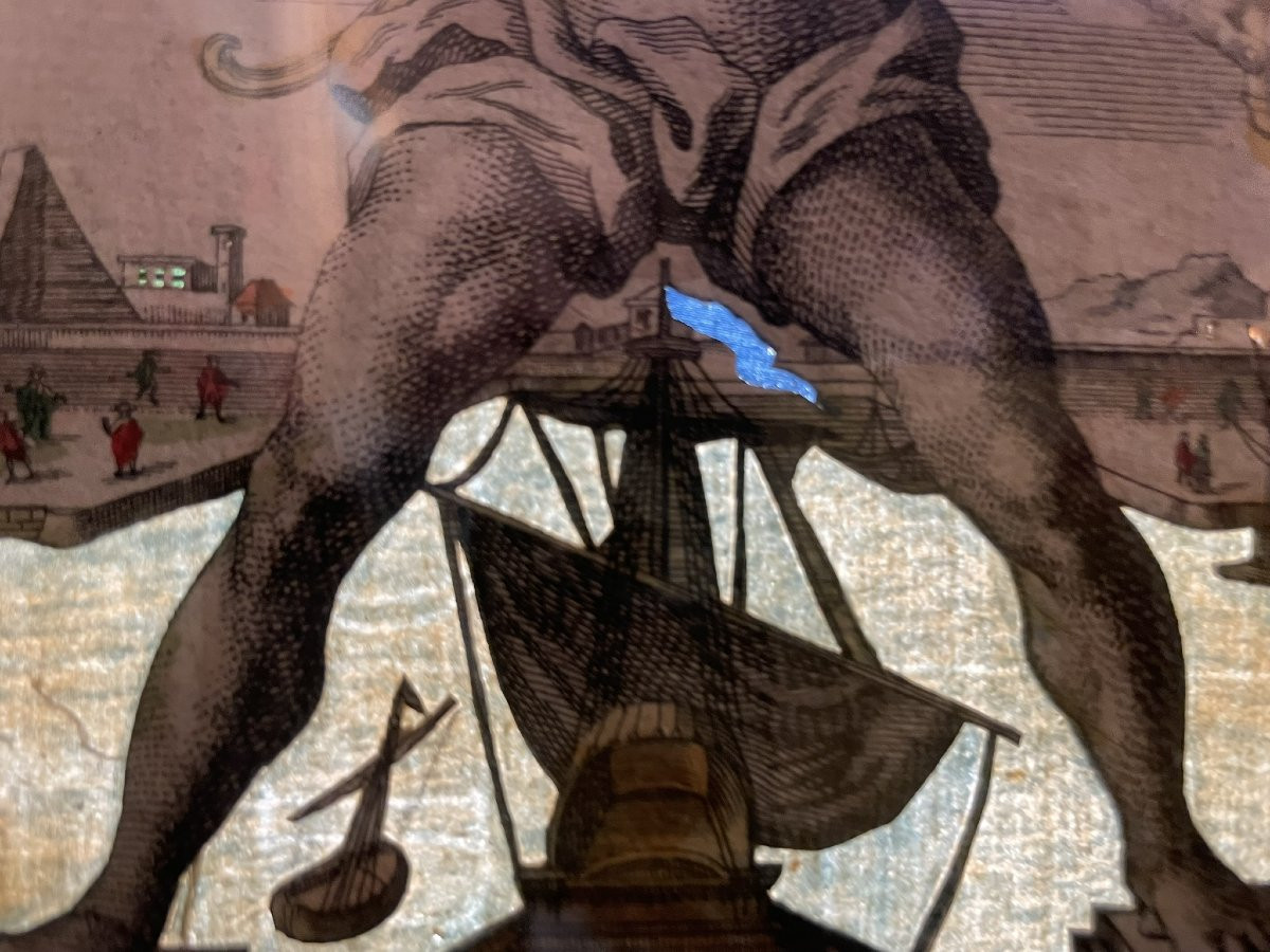 Il Colosso di Rodi – Vue d’optique giorno/notte, serie delle Sette Meraviglie, Probst. ca1770  -photo-3