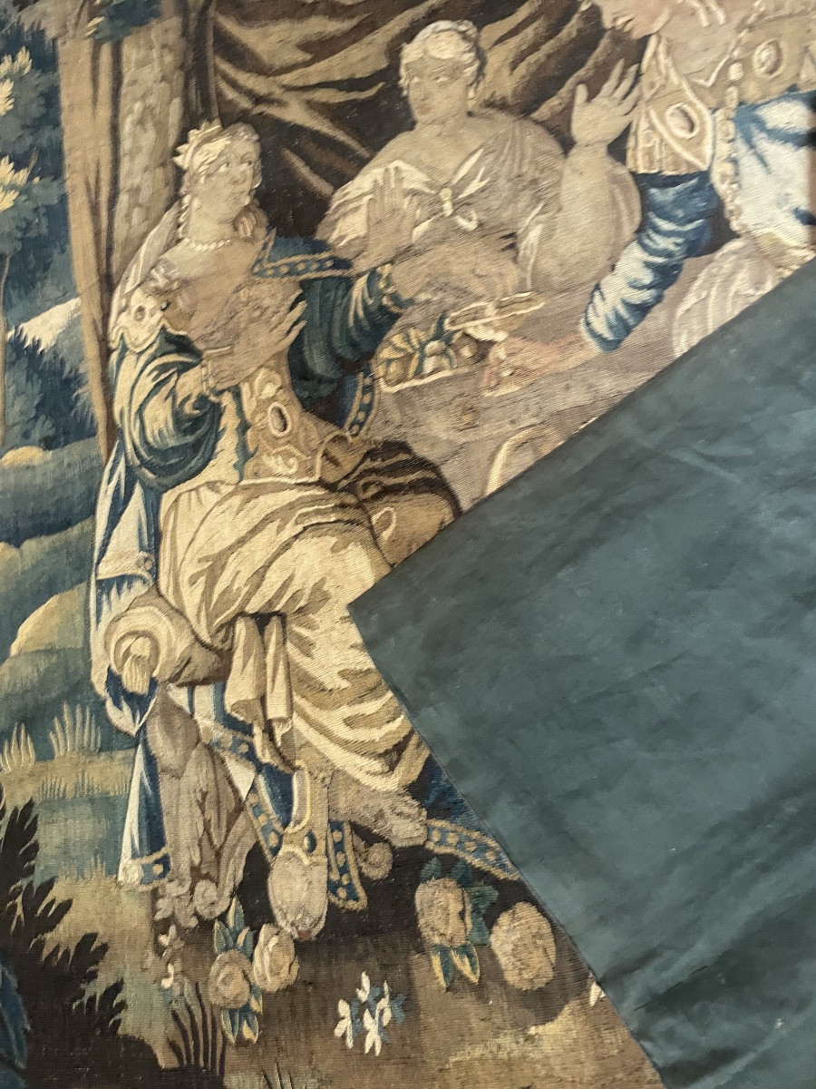 Tapisserie d’Aubusson représentant le Banquet de Cléopâtre et l’oreille de perle . Cm 240 x 200-photo-4