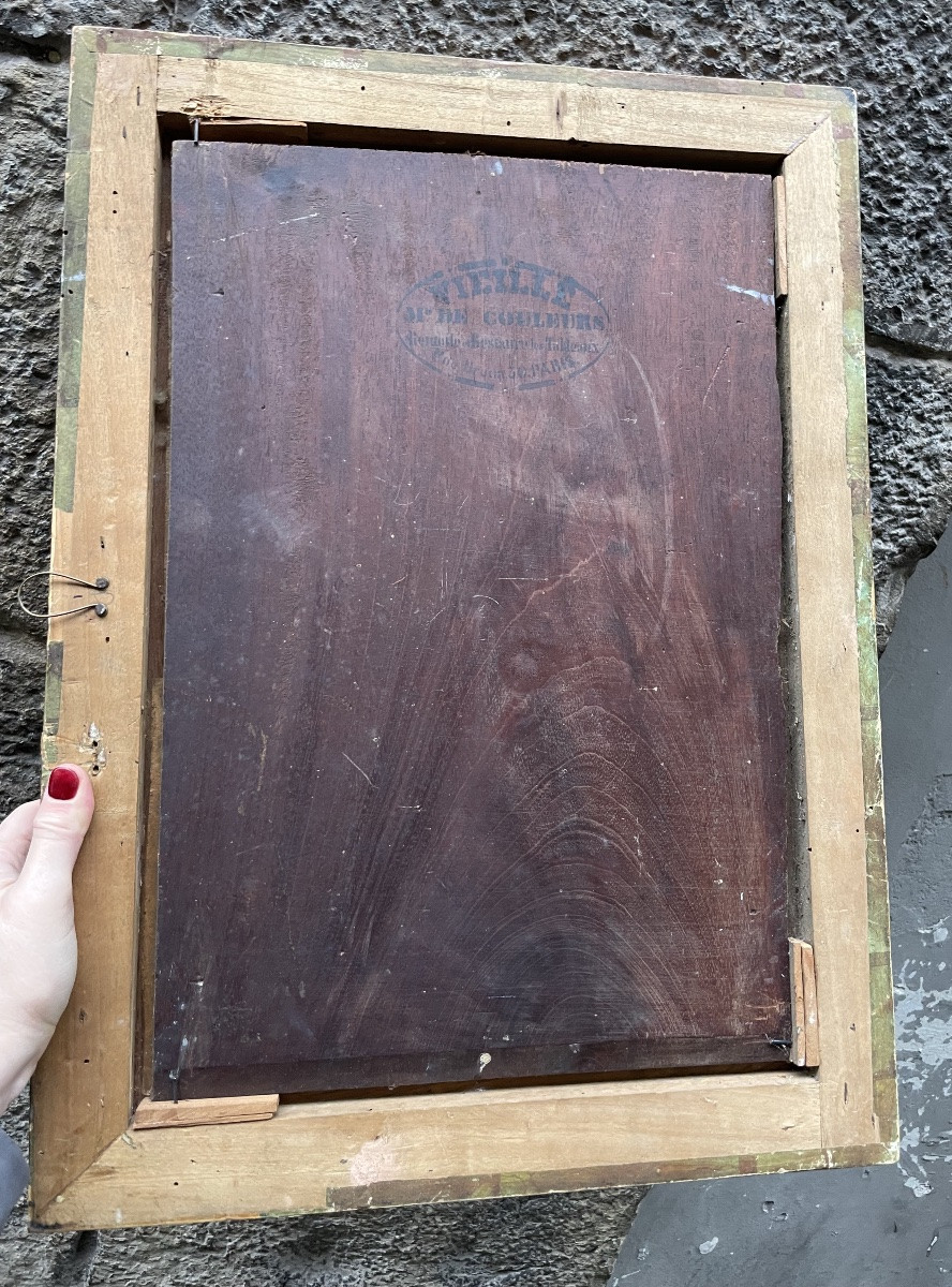 Sacerdotessa druidica e guerrieri celti, bozzetto dipinto, Parigi verso il 1870, monogrammato-photo-4