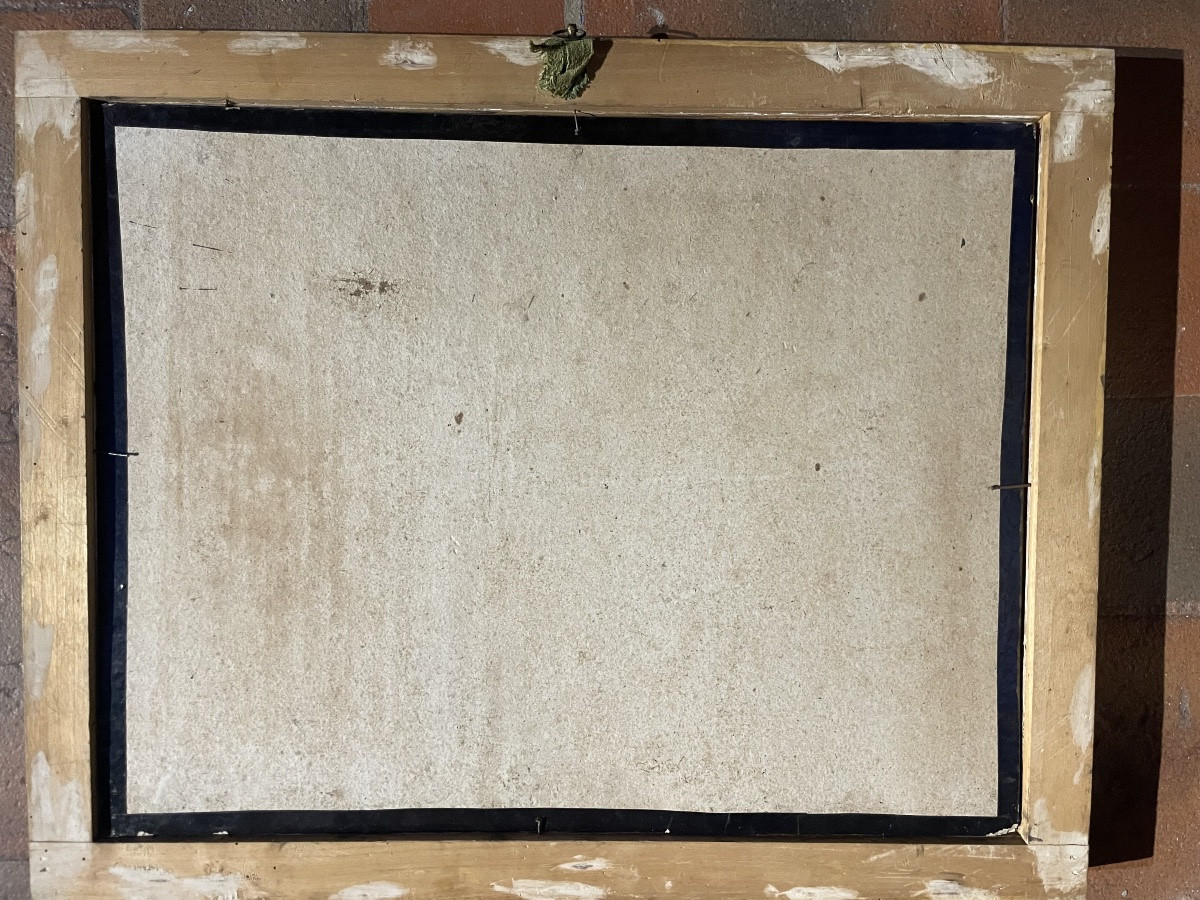 Paesaggio alpino del XIX secolo, viaggiatore su sentiero di montagna – disegno a china, ca 1840-photo-5