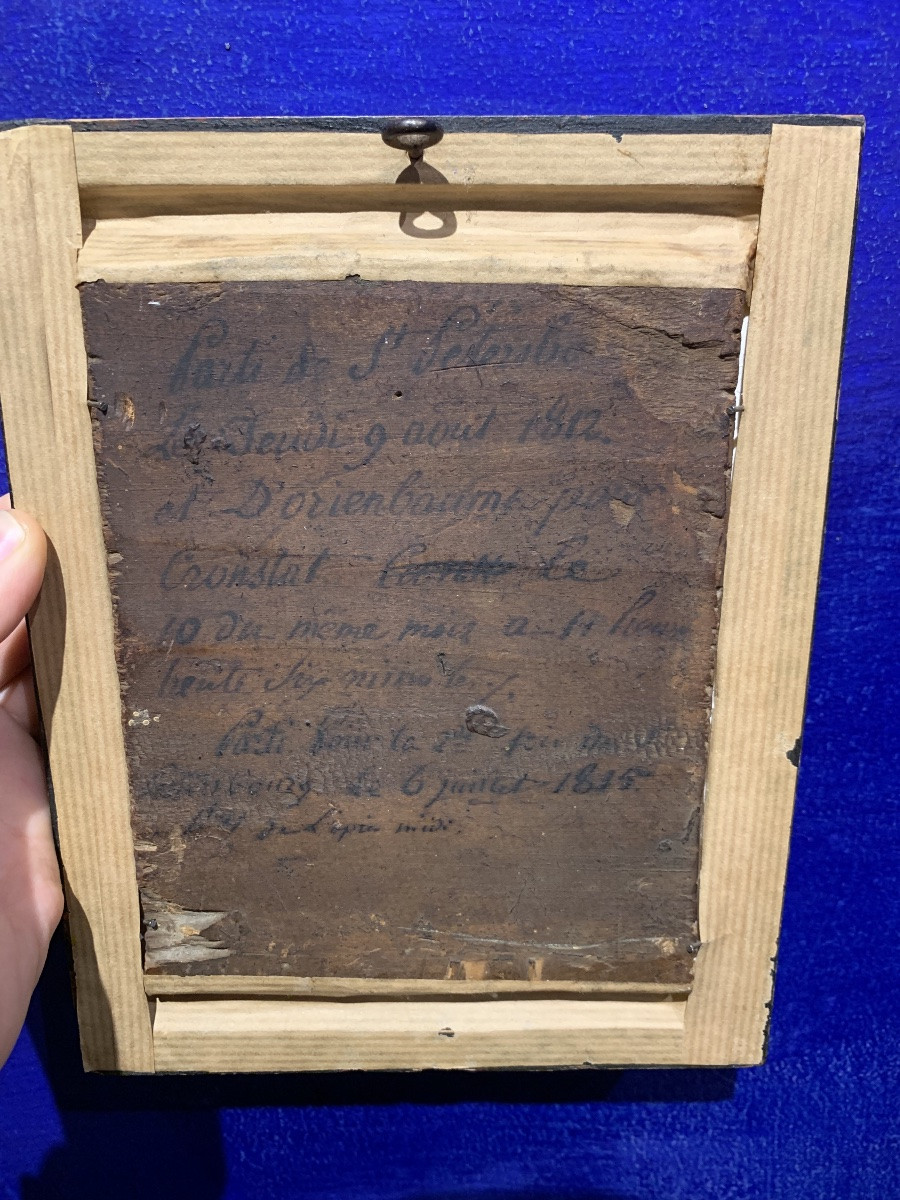 Ritratto femminile russo, epoca Impero, intorno al 1812. Iscrizione in francese, cm 21,5 × 17  -photo-2