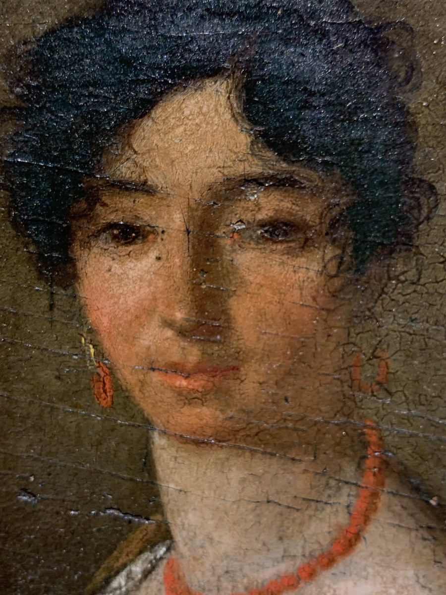 Ritratto femminile russo, epoca Impero, intorno al 1812. Iscrizione in francese, cm 21,5 × 17  -photo-4