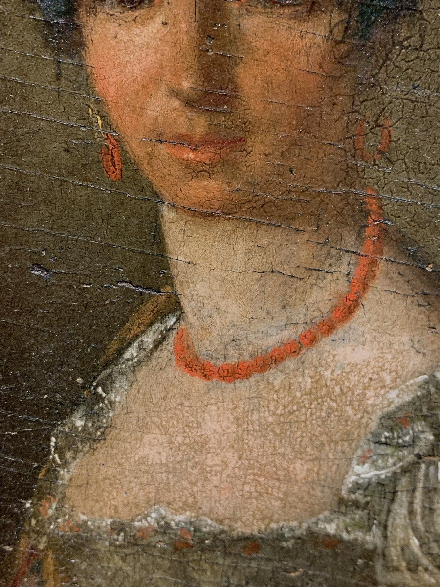 Ritratto femminile russo, epoca Impero, intorno al 1812. Iscrizione in francese, cm 21,5 × 17  -photo-1