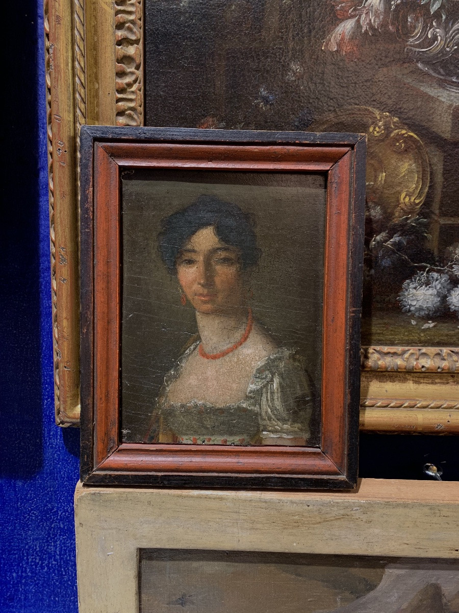 Ritratto femminile russo, epoca Impero, intorno al 1812. Iscrizione in francese, cm 21,5 × 17  -photo-5