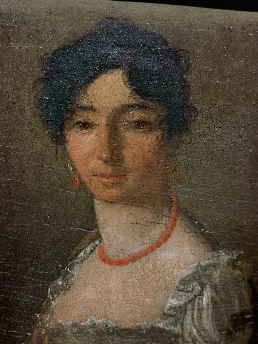 Ritratto femminile russo, epoca Impero, intorno al 1812. Iscrizione in francese, cm 21,5 × 17  -photo-7