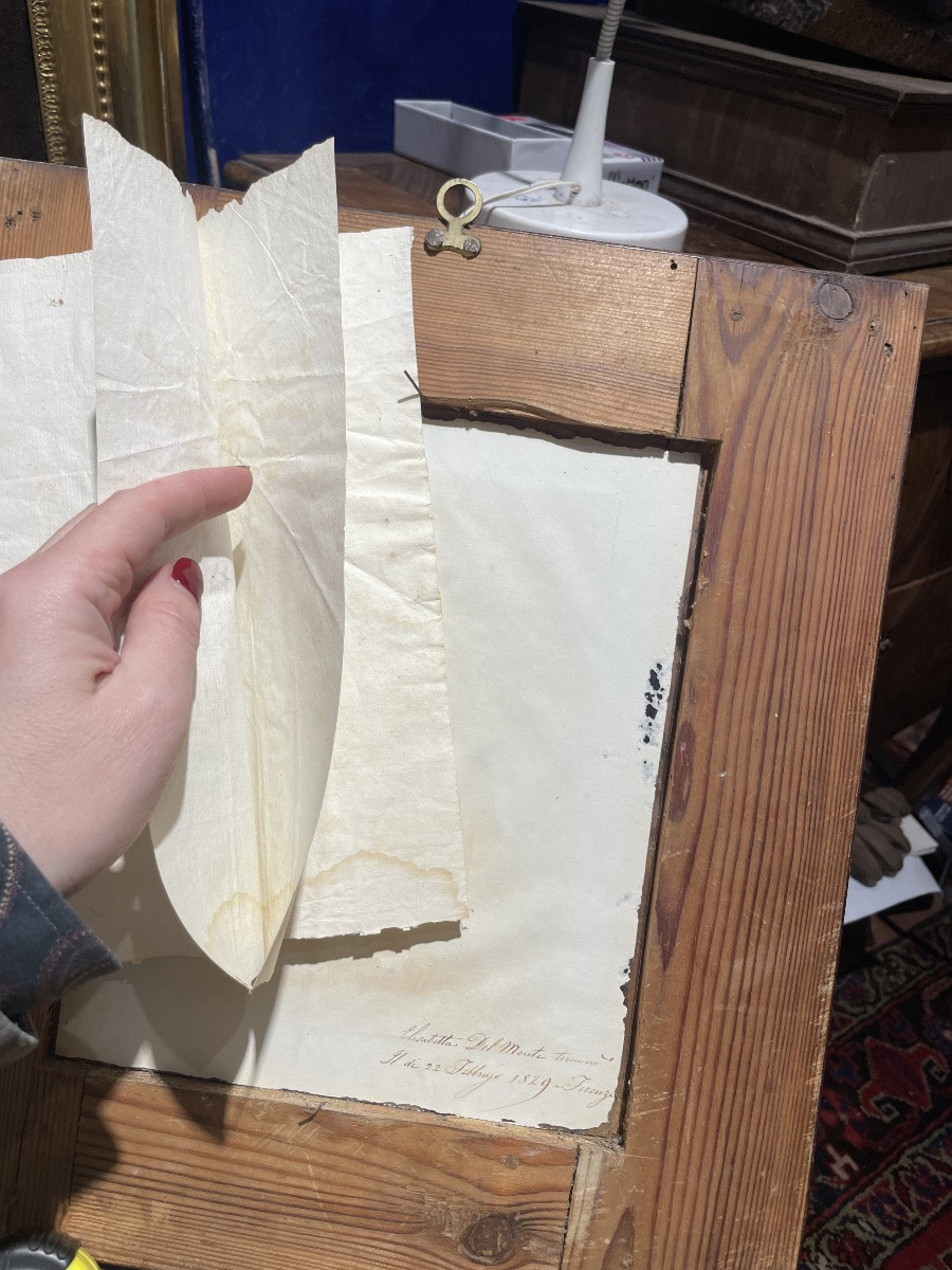 Acquerello nelle campagne toscane, Elisabetta Del Monte Bourbon, firmato e datato 1829 -photo-4