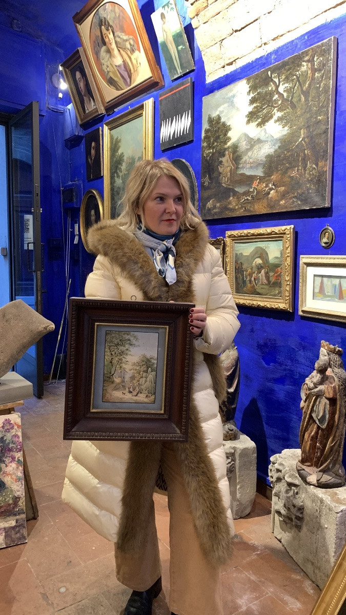 Acquerello nelle campagne toscane, Elisabetta Del Monte Bourbon, firmato e datato 1829 -photo-7