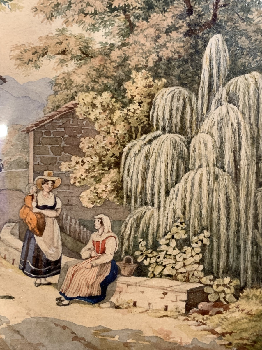 Acquerello nelle campagne toscane, Elisabetta Del Monte Bourbon, firmato e datato 1829 -photo-8