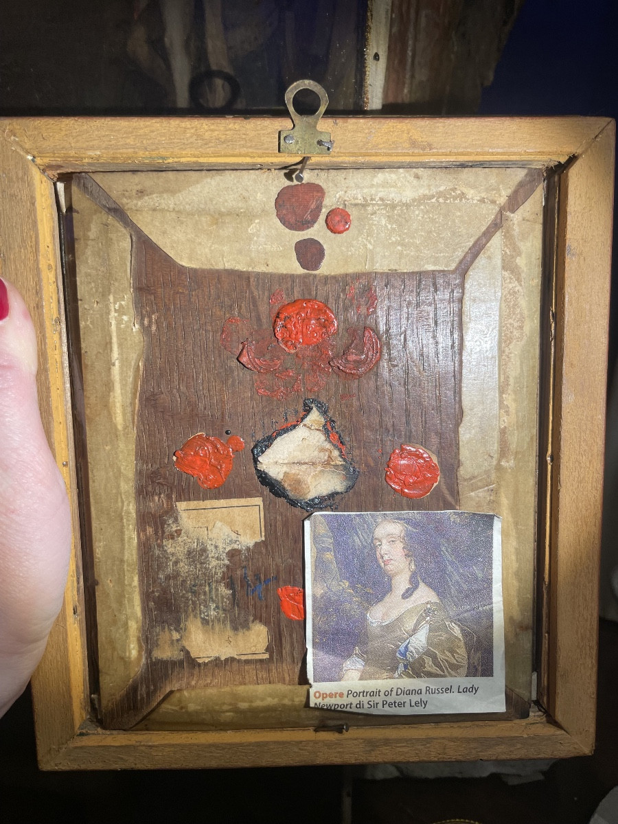 Ritratto di scuola olandese, circa 1670, giovane dama nel giardino davanti a balaustra-photo-3