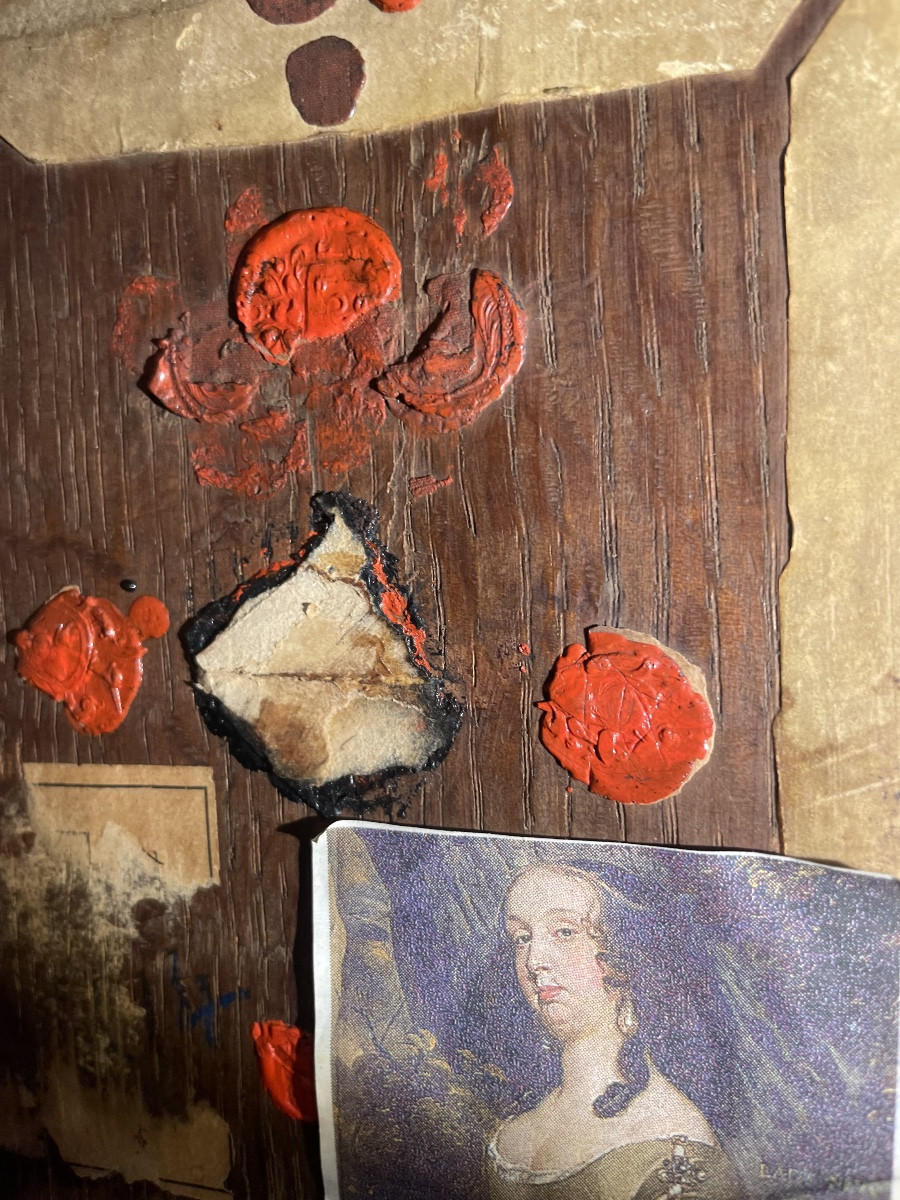 Ritratto di scuola olandese, circa 1670, giovane dama nel giardino davanti a balaustra-photo-6