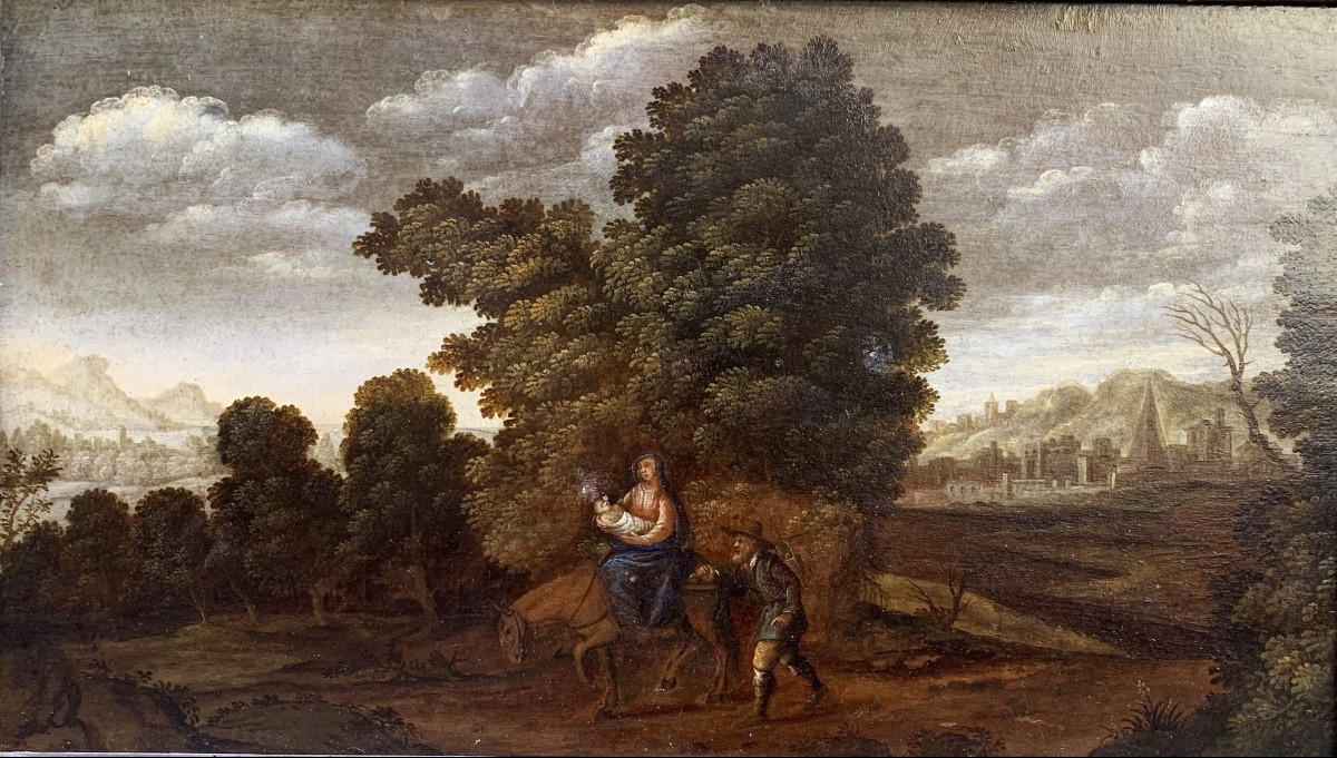 Fuga in Egitto, pittore nordico attivo a Roma, inizio XVII secolo  