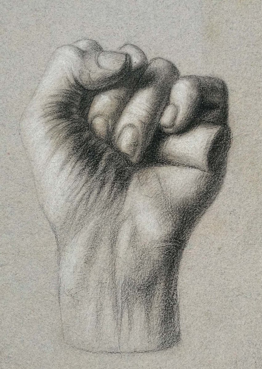 Studio accademico di una mano serrata, Toscana, metà del XIX secolo-photo-2