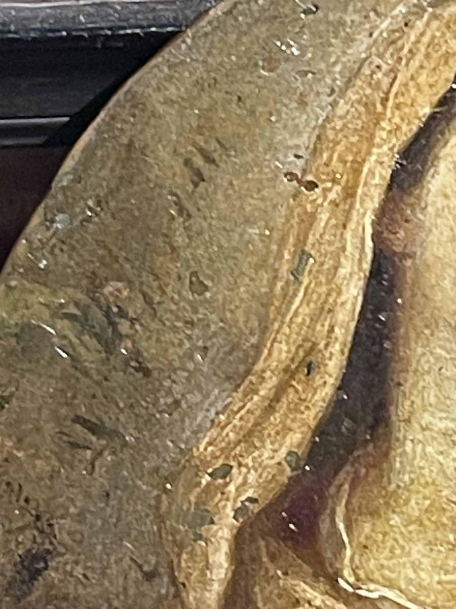 Madonna in preghiera – olio su rame ovale da restaurare, Italia fine XVII – inizio XVIII secolo-photo-7