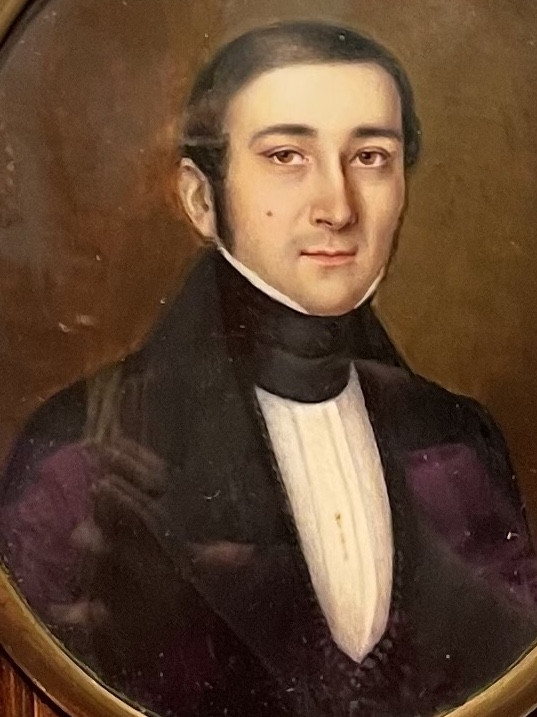 Ritratto miniatura di giovane uomo, firmato M. Chavelon (?), circa 1835–1840,  Cm 17x13-photo-7