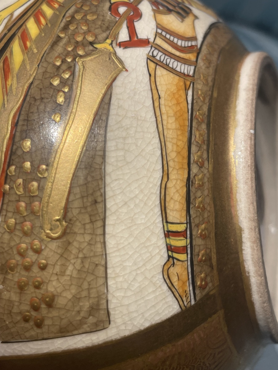Ciotola giapponese in ceramica Satsuma con decoro egizio, periodo Meiji–Taishō (1890–1915)-photo-7